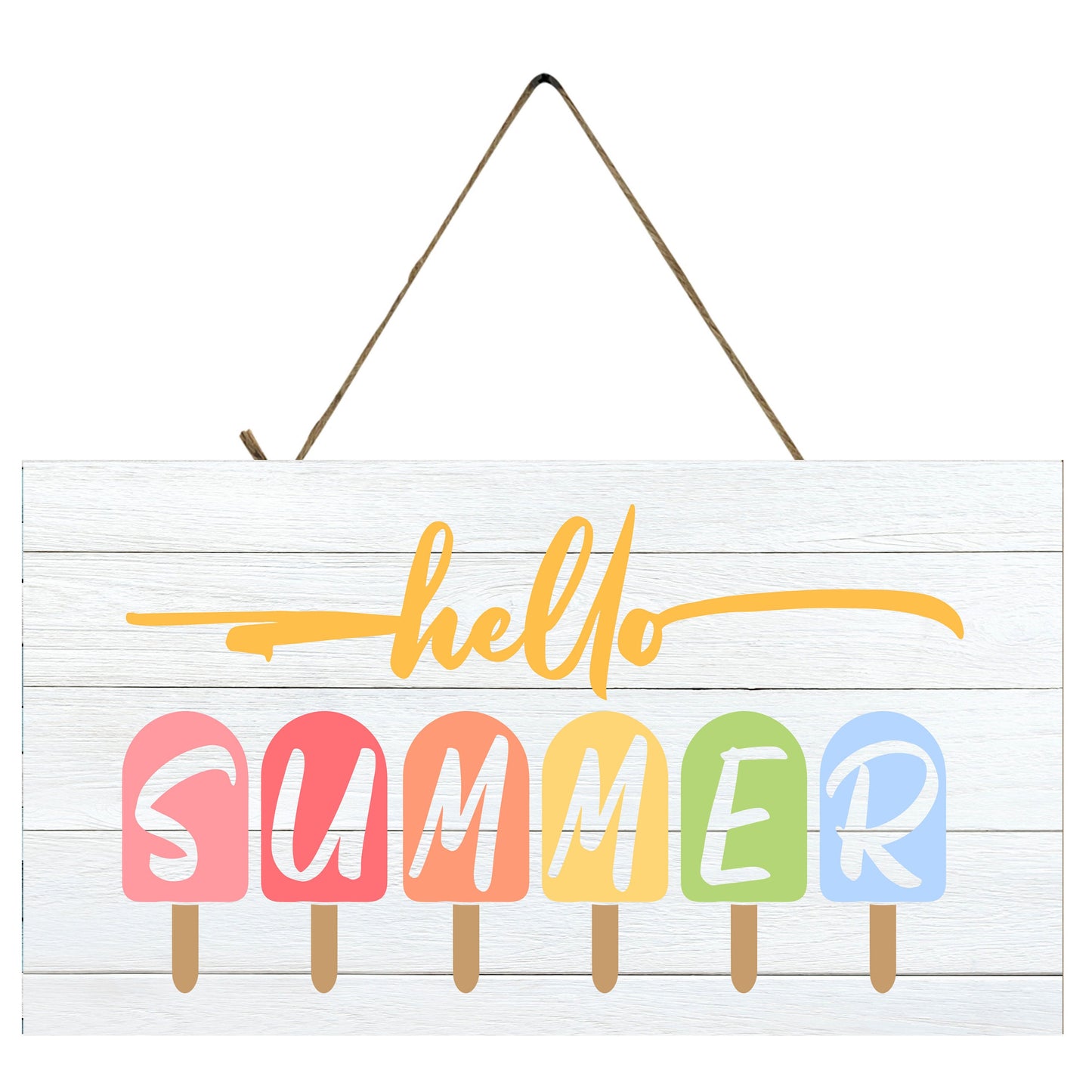 Hello Summer Ice Cream Printed Handmade Wood Sign
