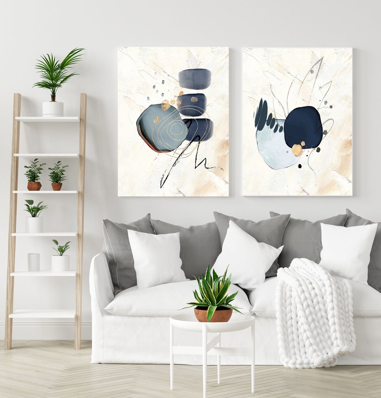 Juego de 2 impresiones en lienzo abstracto Talia de 16 x 20