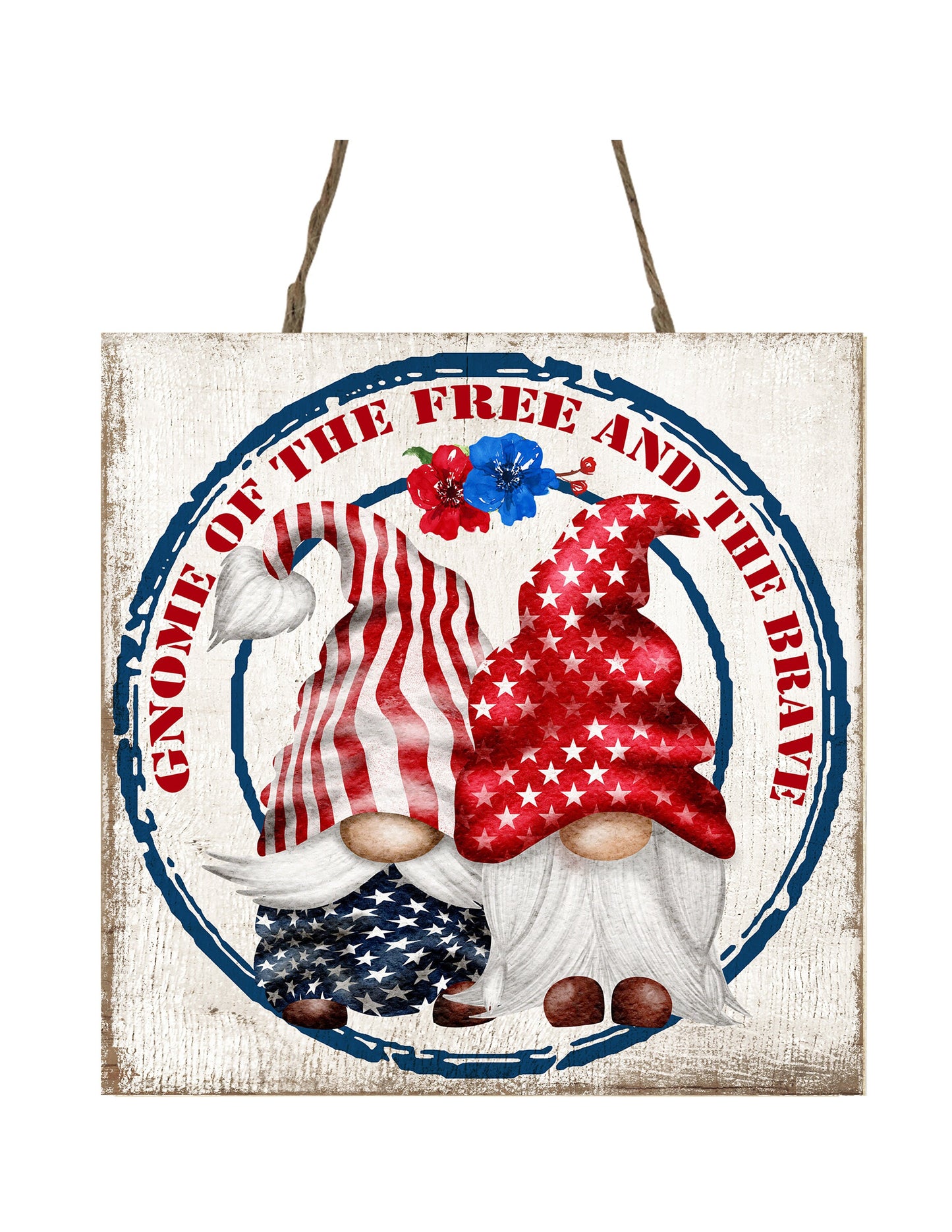 Gnome of the Free and the Brave Printed Handmade Wood Mini Sign