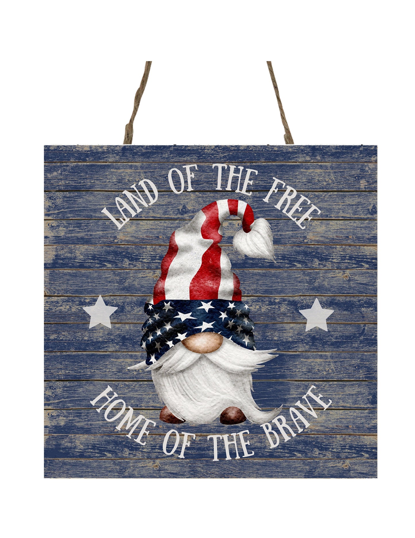Land of the Free Gnome Printed Handmade Wood Mini Sign