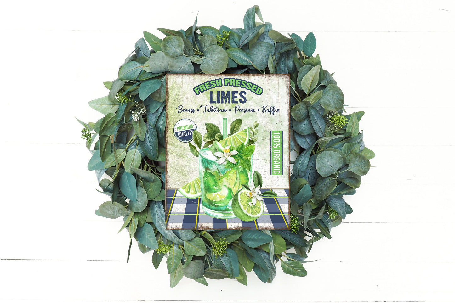 Fresh Pressed Limes Kitchen Printed Handmade Wood Sign