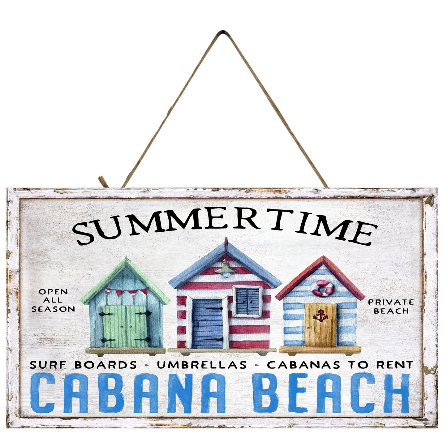 Cabana Beach Coastal Handmade Wood Sign