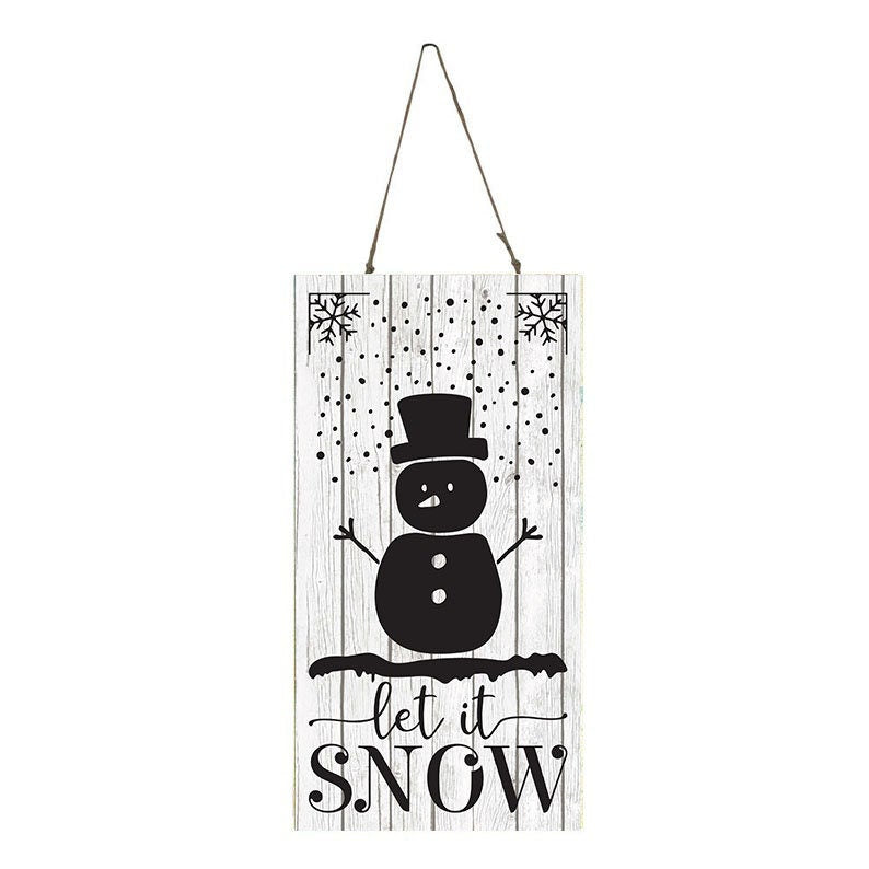 Muñeco de nieve Let it Snow Vertical impreso hecho a mano signo de madera
