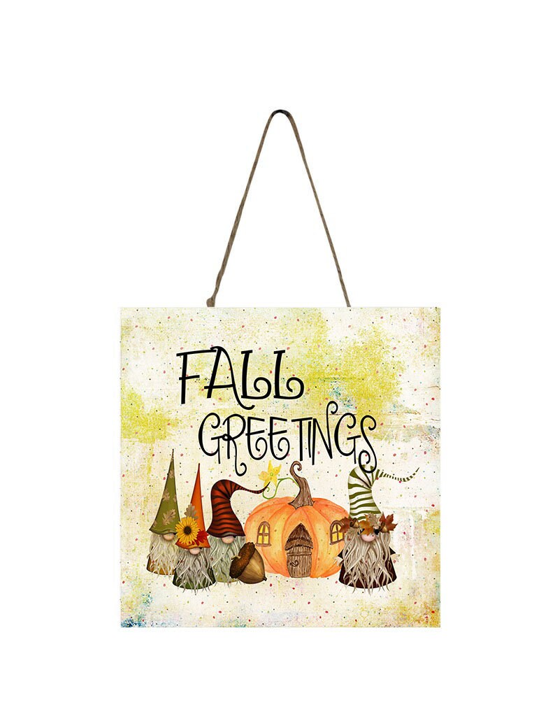 Fall Greetings Gnomes Printed Handmade Wood Mini Sign