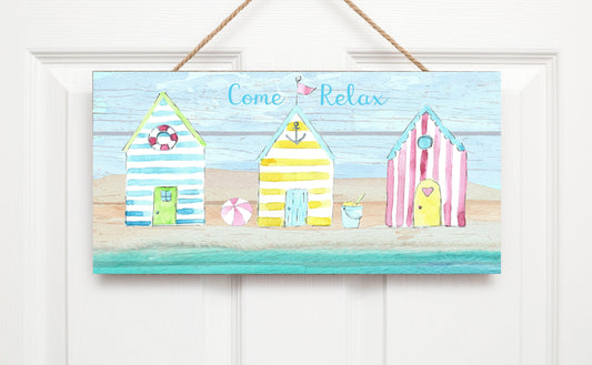 Come Relax Cabanas Beach Coastal  Handmade Wood Sign