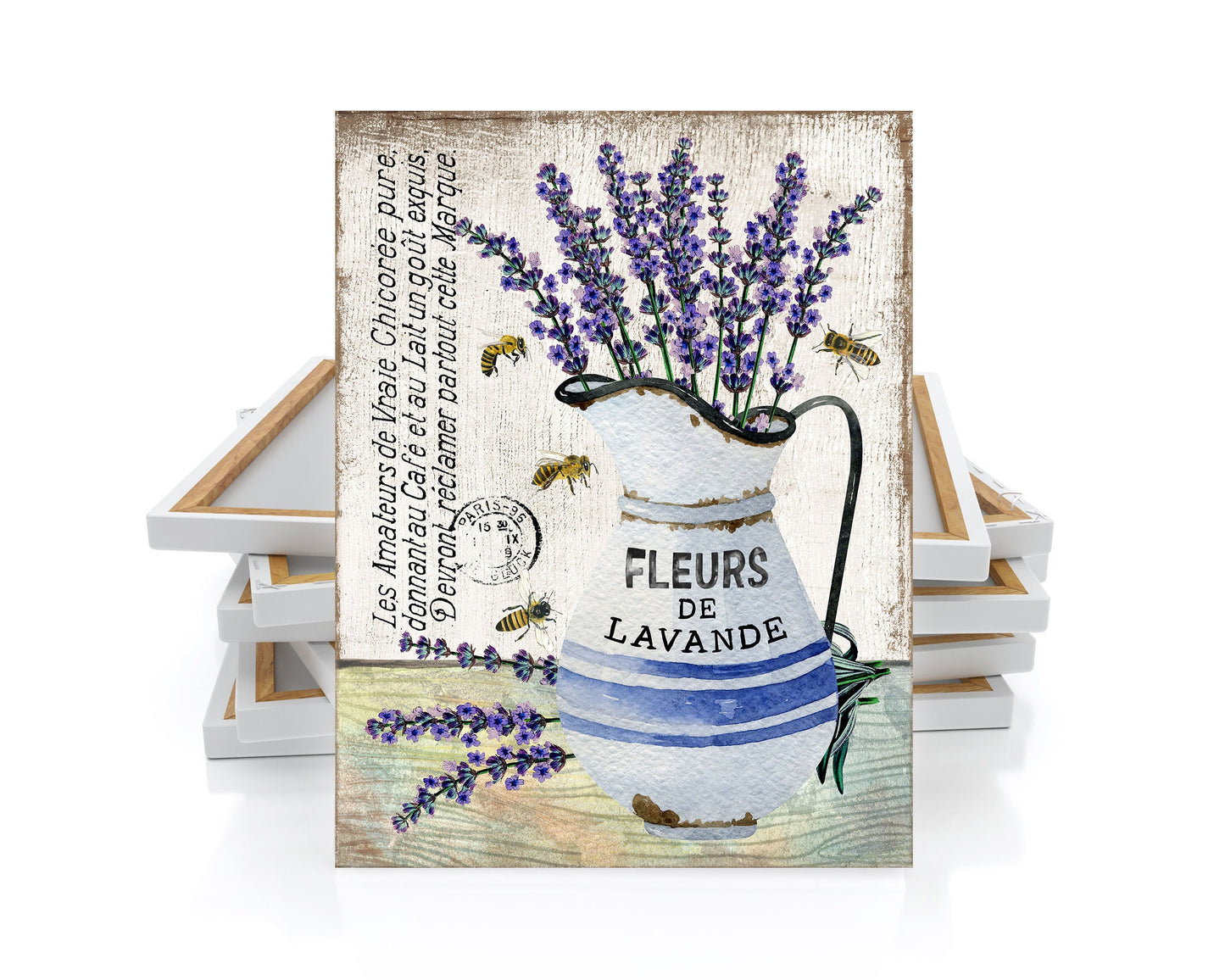 Lienzo decorativo para pared con flores de lavanda de 16 x 20