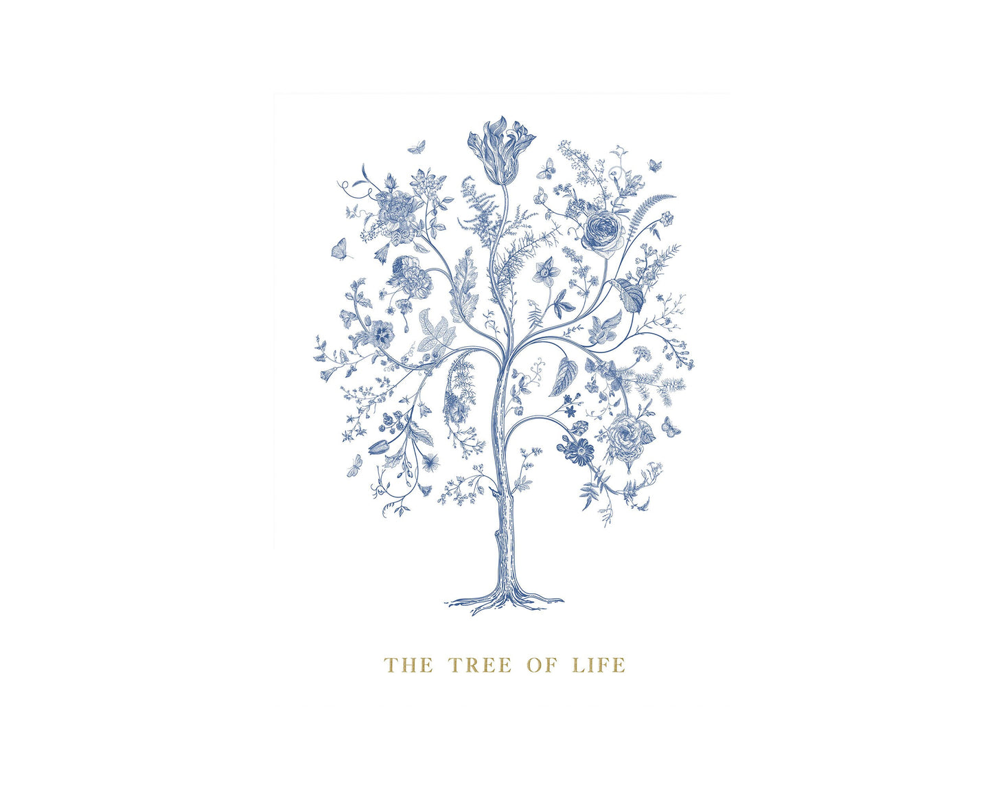 Lienzo decorativo para pared, diseño floral azul del árbol de la vida, 16 x 20