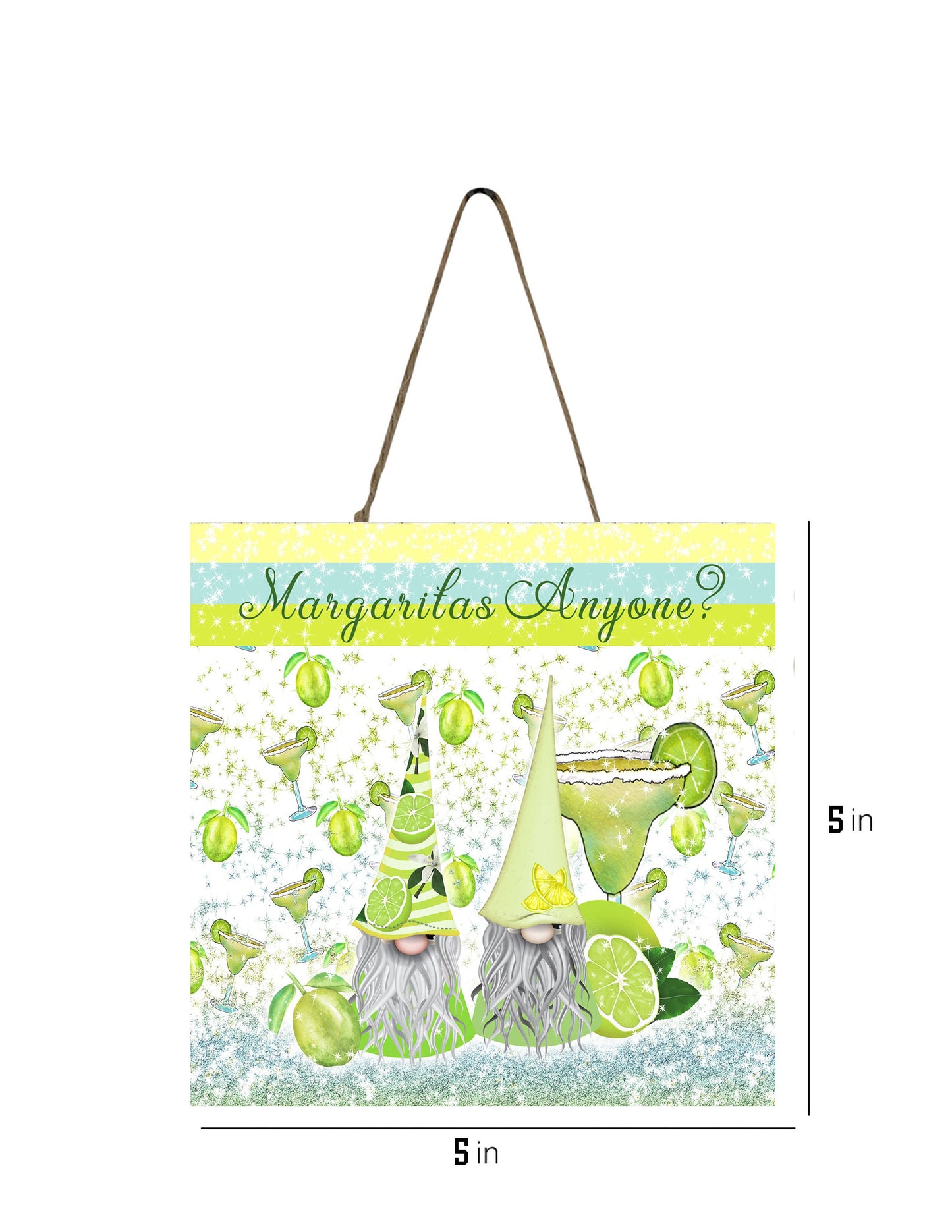Margaritas Anyone Gnomes Printed Handmade Wood Mini Sign