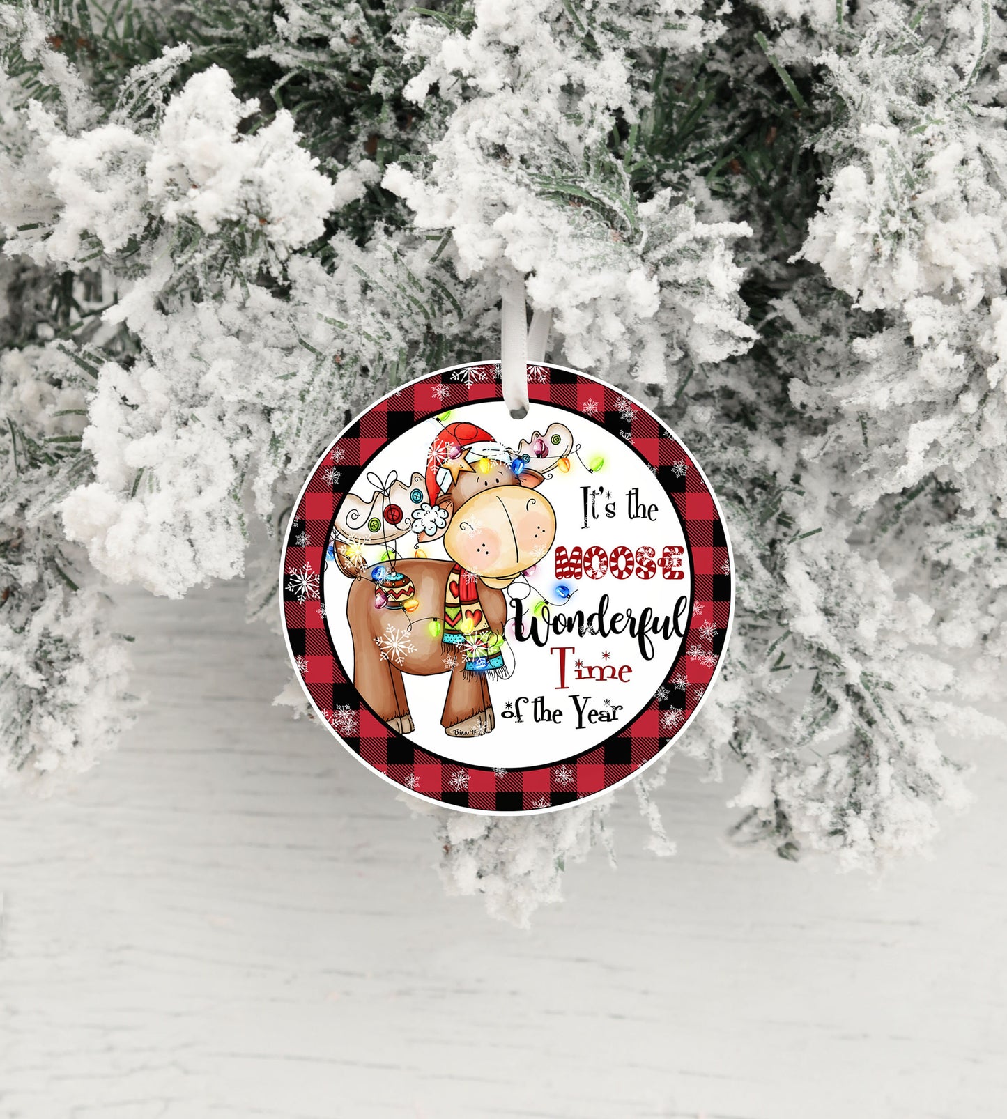 Moose Wonderful Time of the Year Ceramic Christmas Ornament