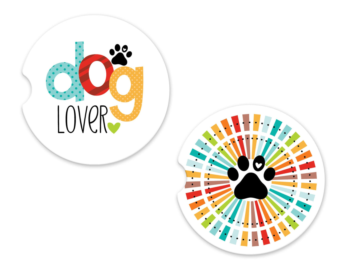 Set of 2 Dog Lover Sandstone Car Coasters