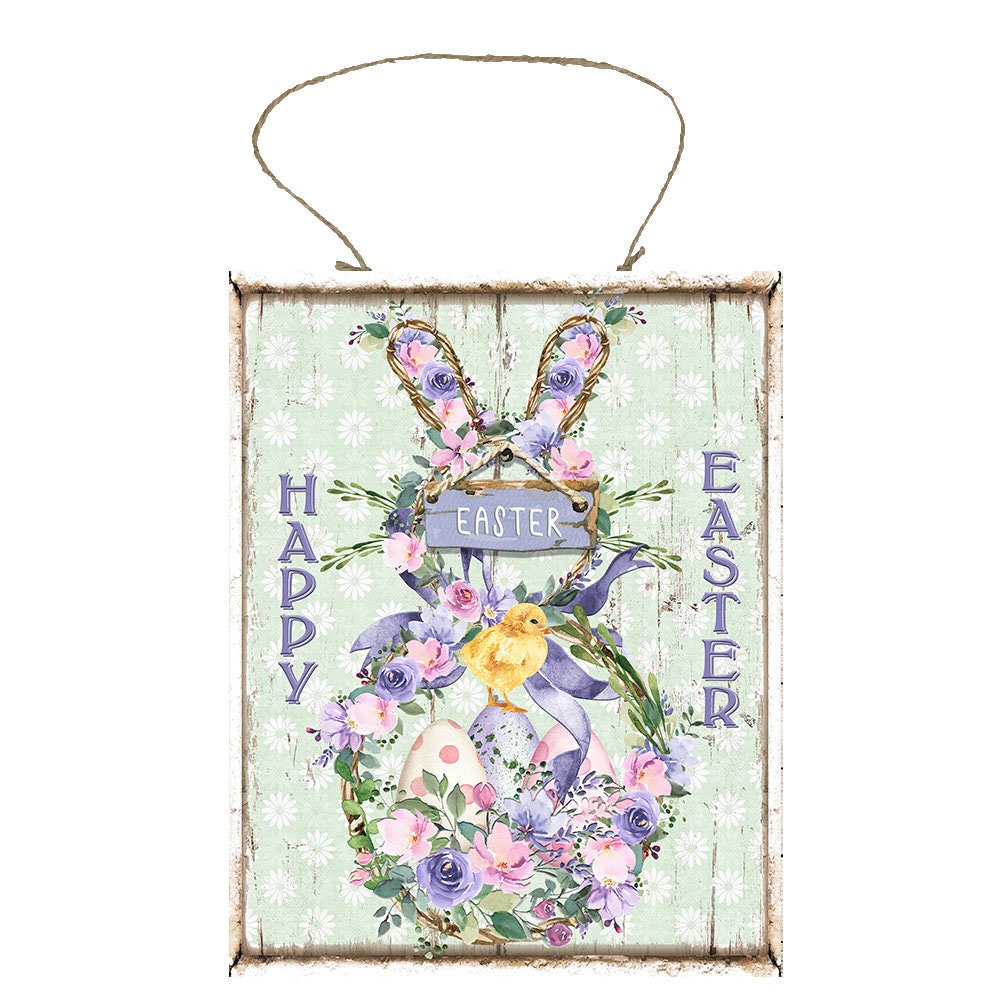 Happy Easter Printed Handmade Wood Sign