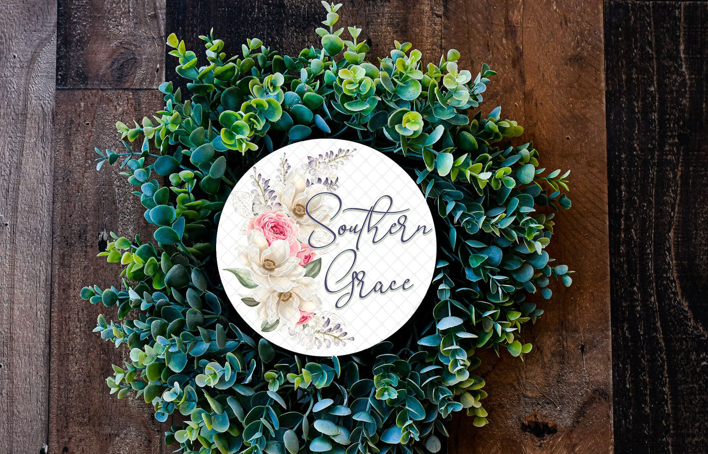 Southern Grace Round Printed Handmade Wood Sign