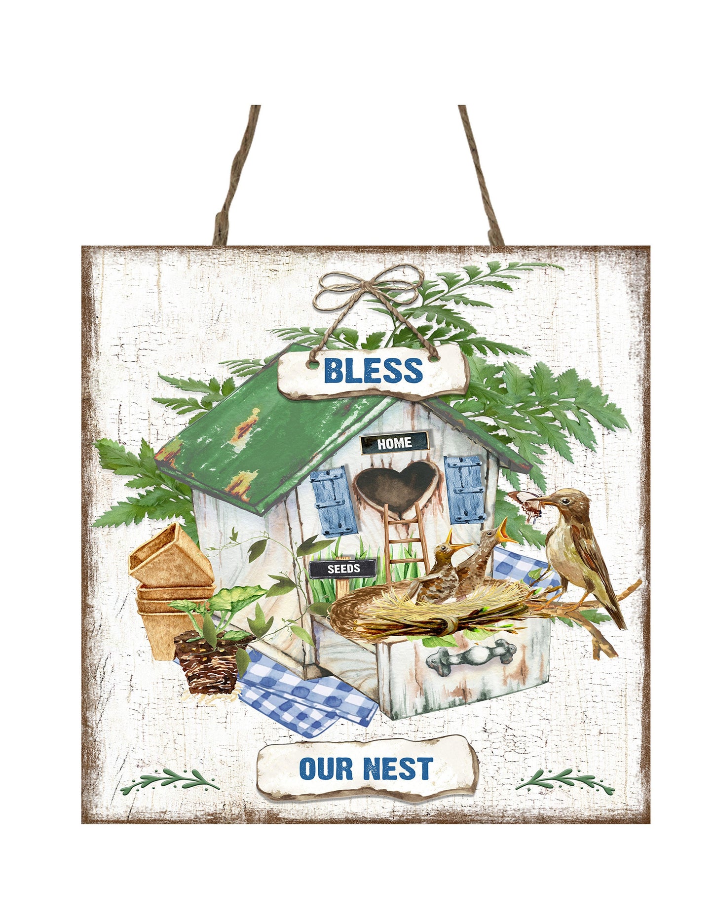 Bless Our Nest Printed Handmade Wood Mini Sign