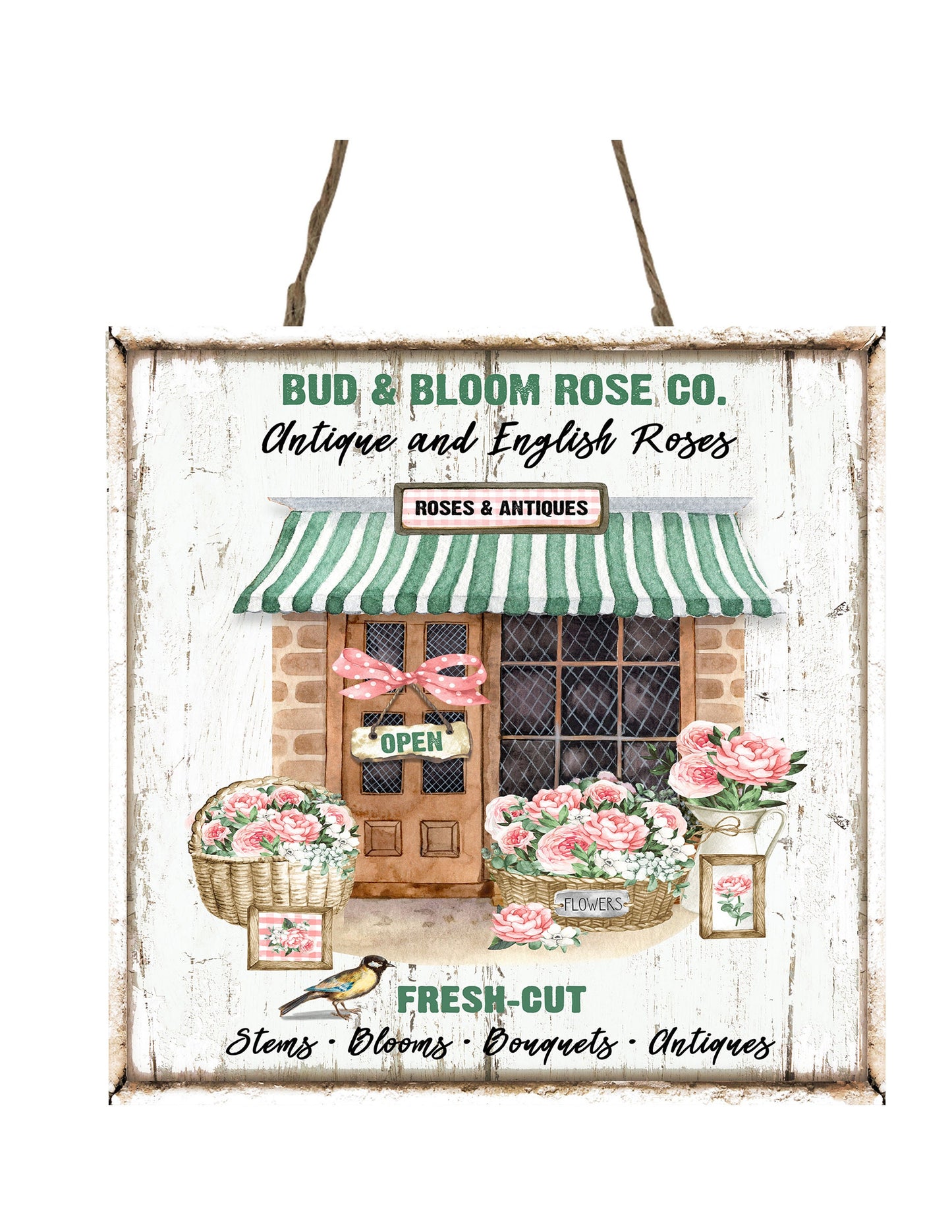 Buds and Bloom Rose Co Printed Handmade Wood Mini Sign