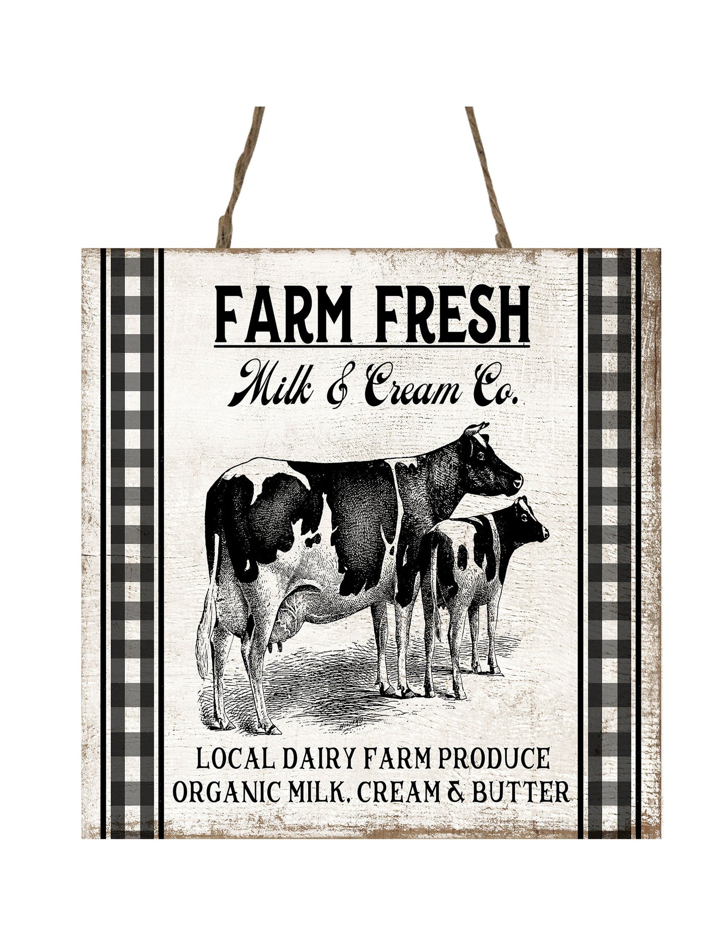 Farm Fresh Milk and Cream Printed Handmade Wood Mini Sign