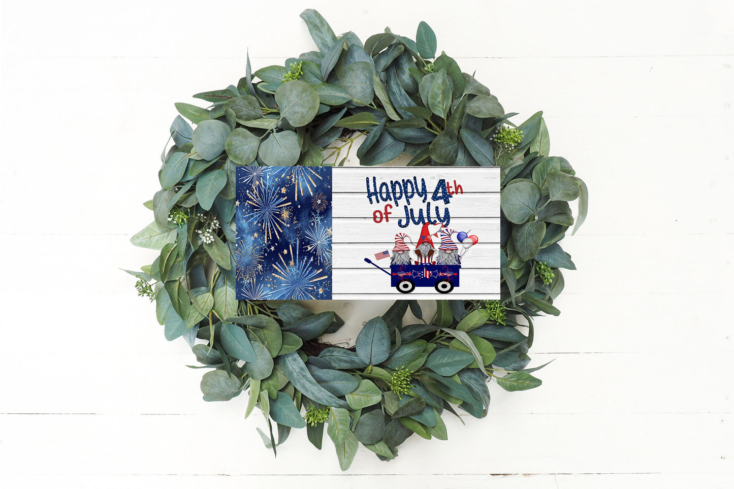 Happy 4th of July Gnome Wagon Handmade Wood Sign