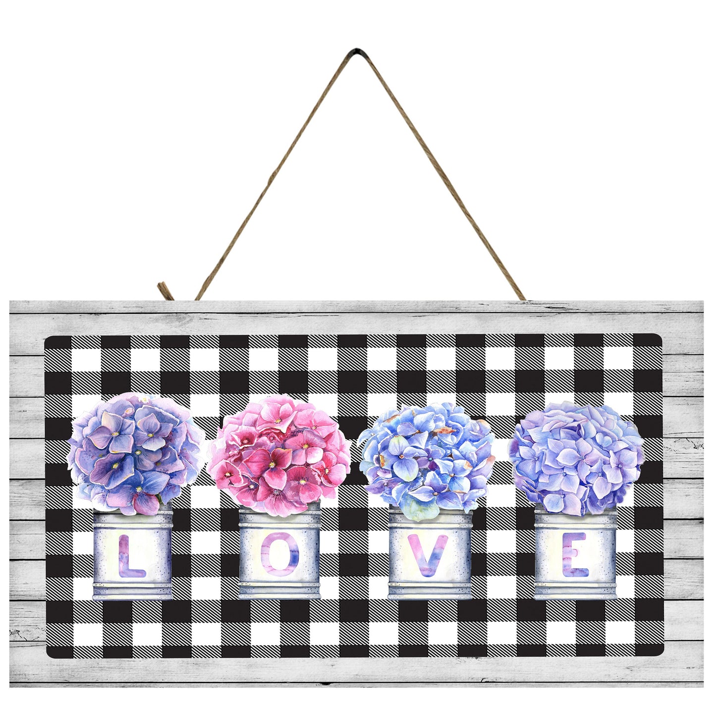 Signo de madera hecho a mano de amor de hortensia