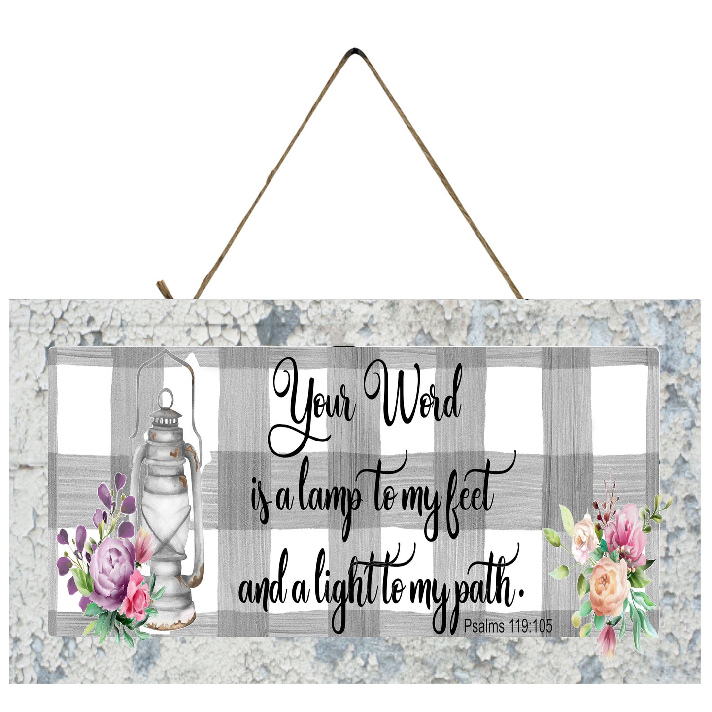 Tu palabra es una lámpara para mis pies Escritura hecha a mano signo de madera