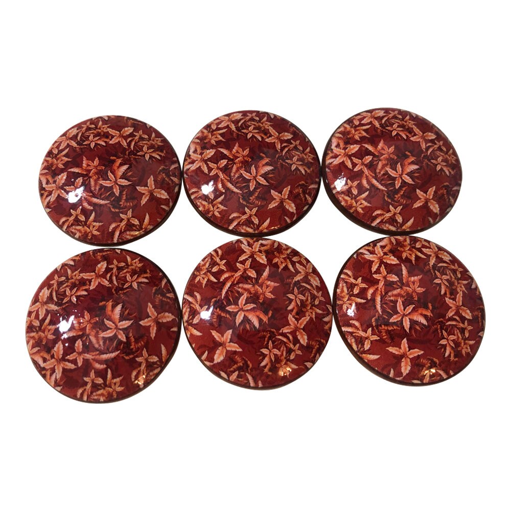 Set of 6 Desert Palms Wood Cabinet Knobs