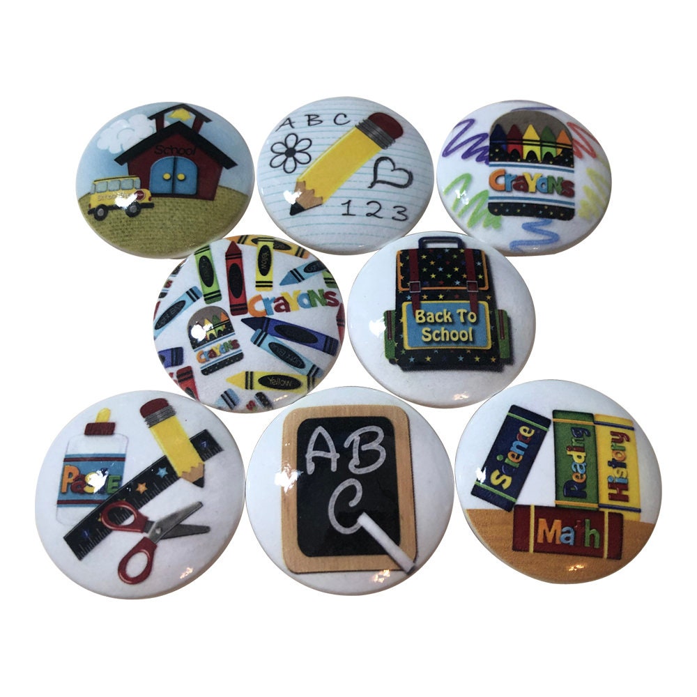 Juego de 8 pomos de armario de madera School Days