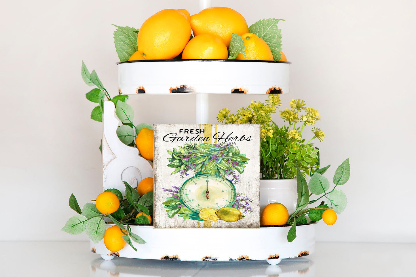 Garden Fresh Herbs Farmhouse Kitchen Printed Handmade Wood Mini Sign