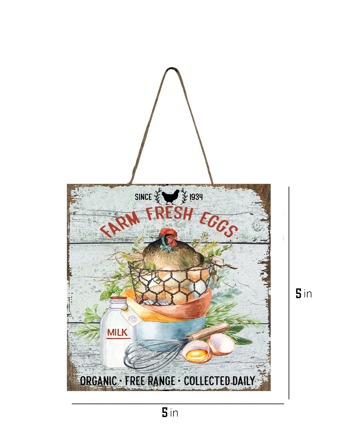 Farm Fresh Eggs and Milk Printed Handmade Wood Mini Sign