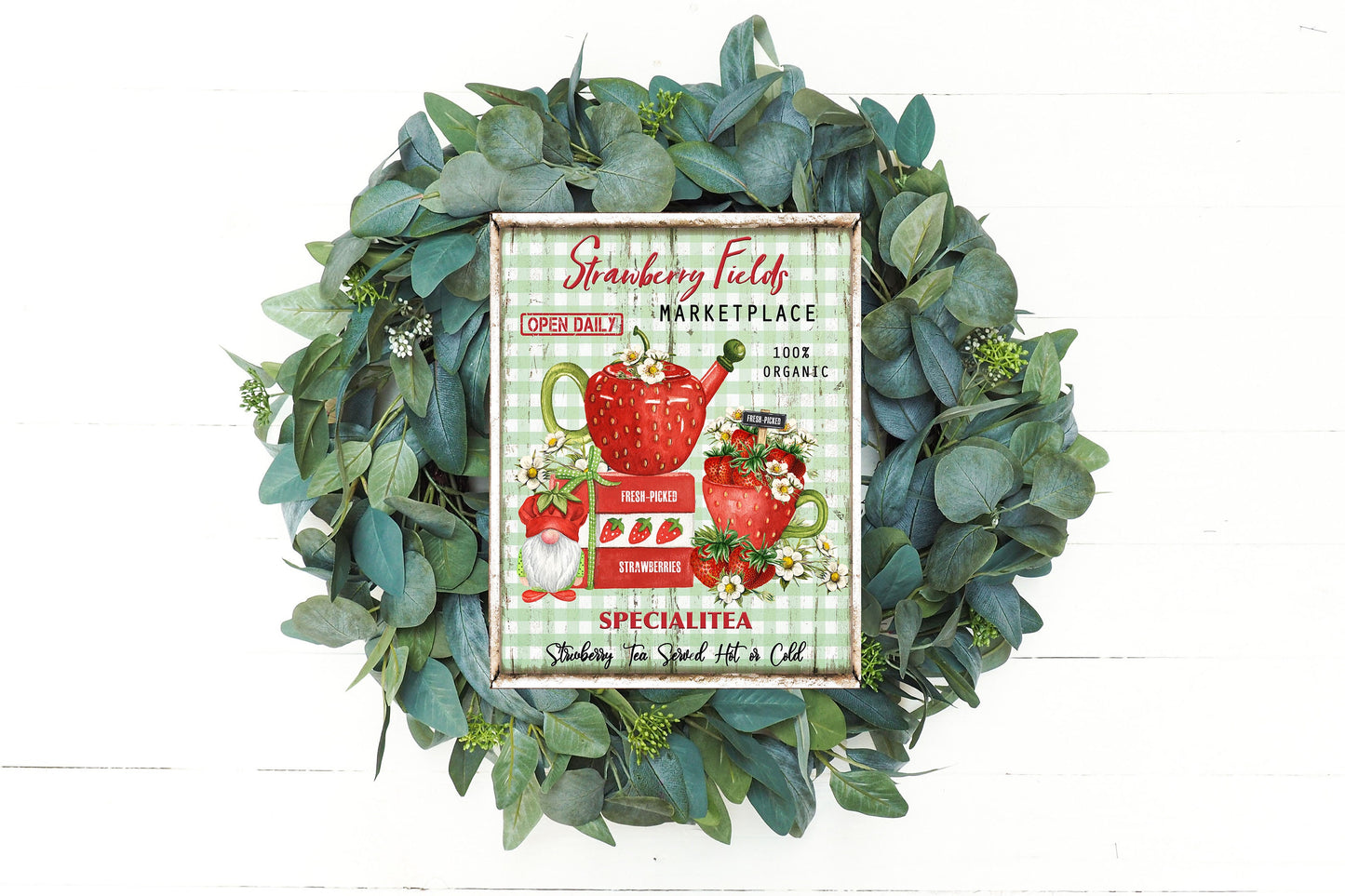 Strawberry Fields Marketplace Printed Handmade Wood Sign
