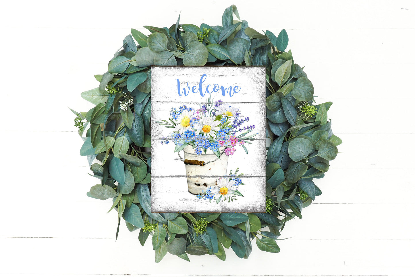 Welcome Daisy Wildflowers Printed Handmade Wood Sign
