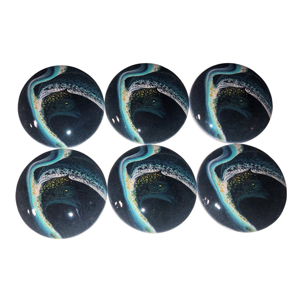 Set of 6 Caribbean Wave Wood Cabinet Knobs