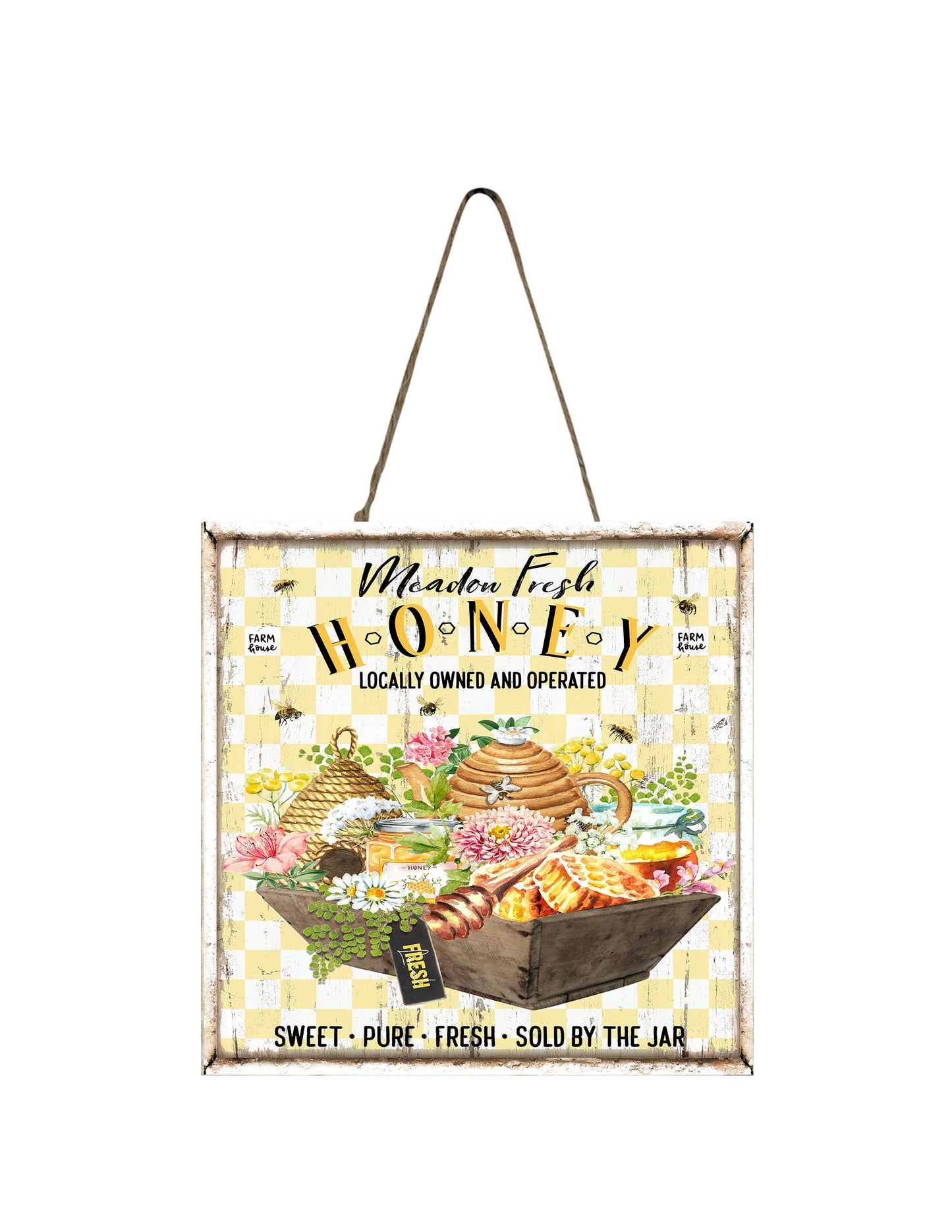 Meadow Fresh Honey Printed Handmade Wood Mini Sign