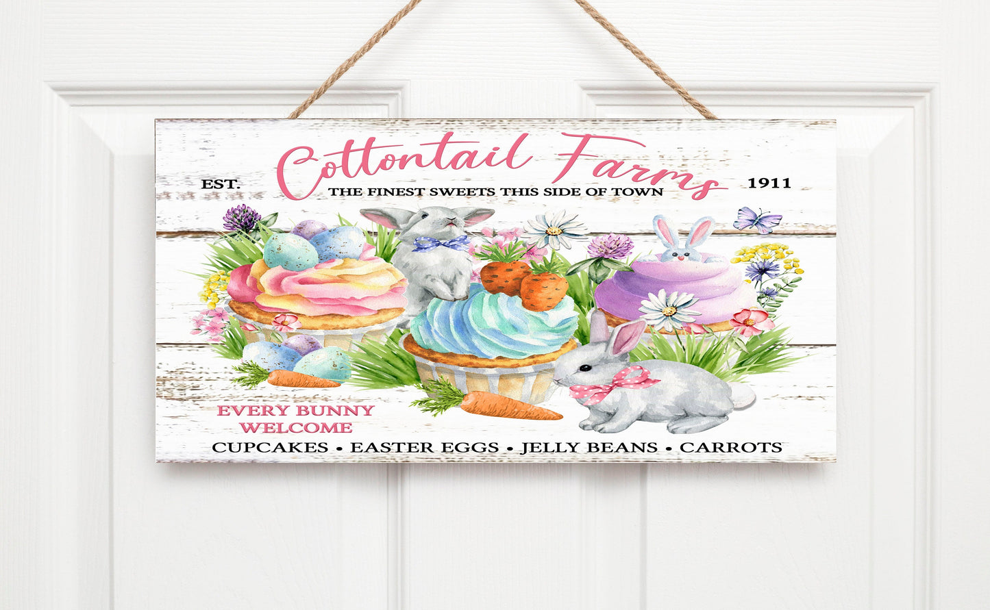 The Cottontail Farms Cupcakes Printed Handmade Wood Sign