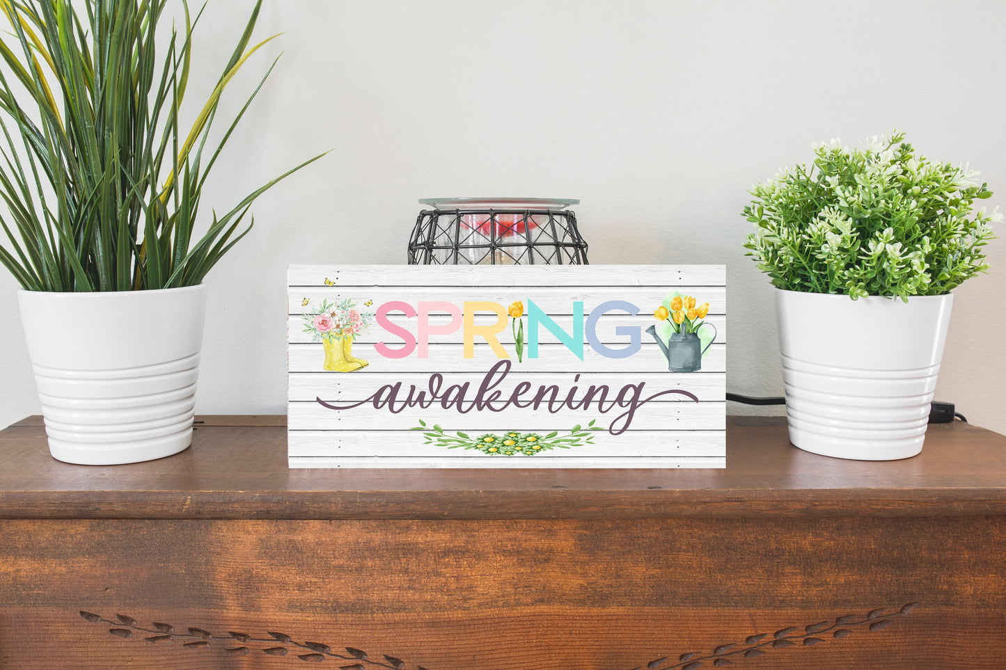 Letrero de madera hecho a mano del mercado del despertar de primavera