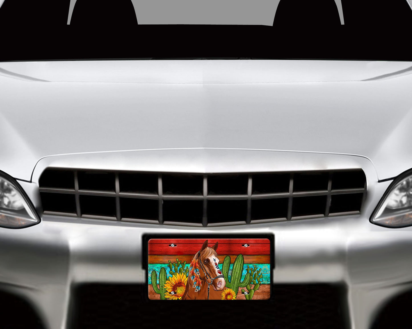 Placa de matrícula frontal de aluminio Desert Horse