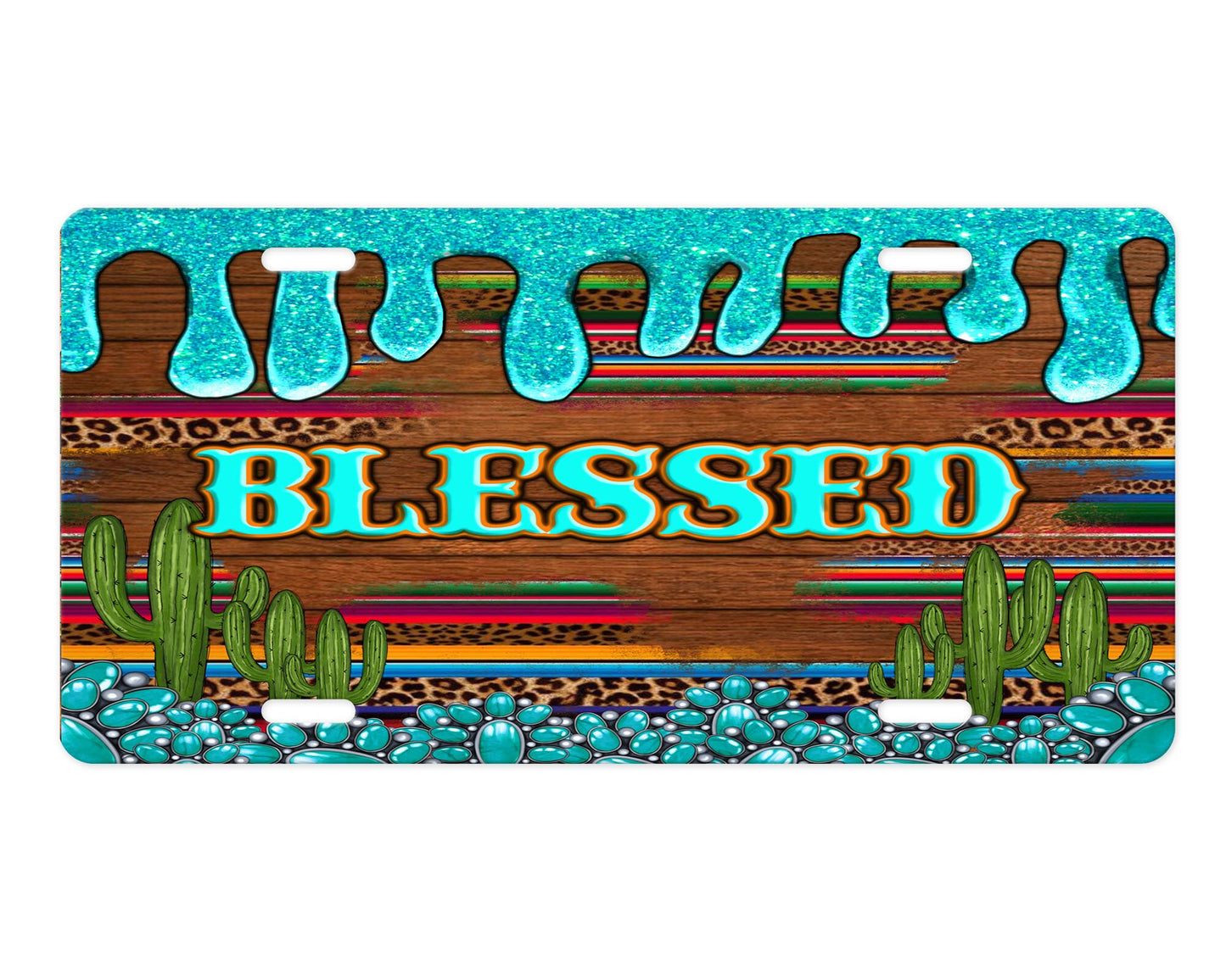 Cactus Blessed Aluminum Front License Plate
