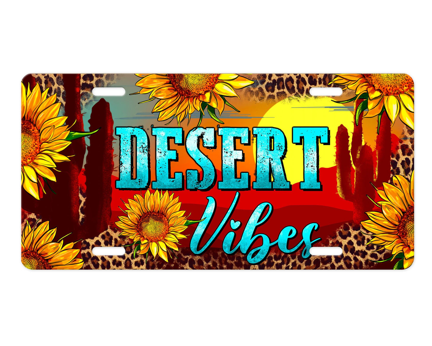 Desert Vibes Aluminum Front License Plate