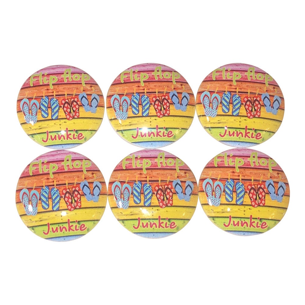 Set of 6 Flip Flop Junkie Wood Cabinet Knobs