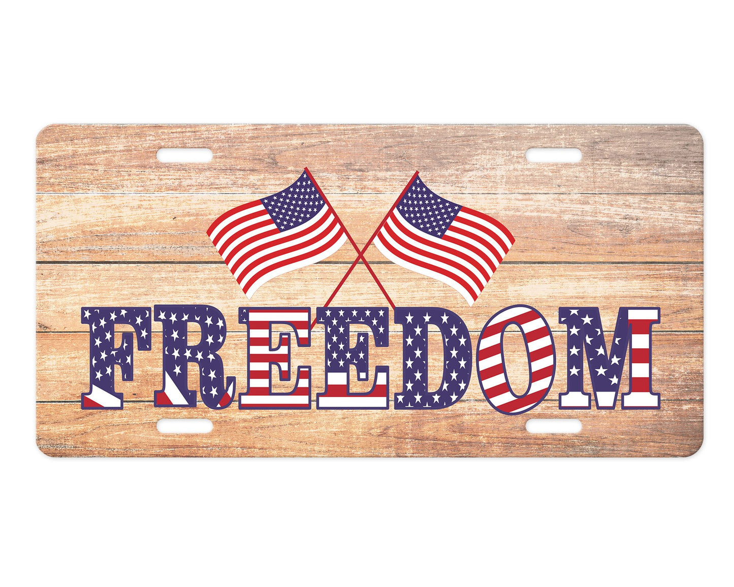 Placa de matrícula frontal de aluminio Freedom con estrellas y rayas