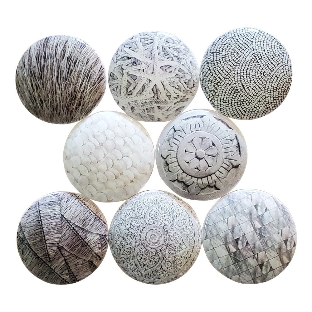 Set of 8 Bali Texture Wood Cabinet Knobs