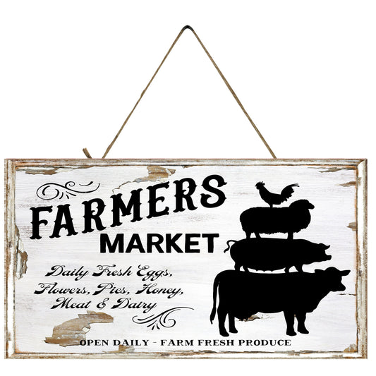 Farmers Market Animal Stack Printed Handmade Wood Sign
