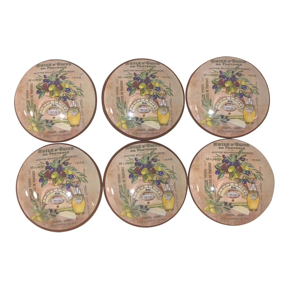 Juego de 6 pomos para armarios de madera de olivos italianos