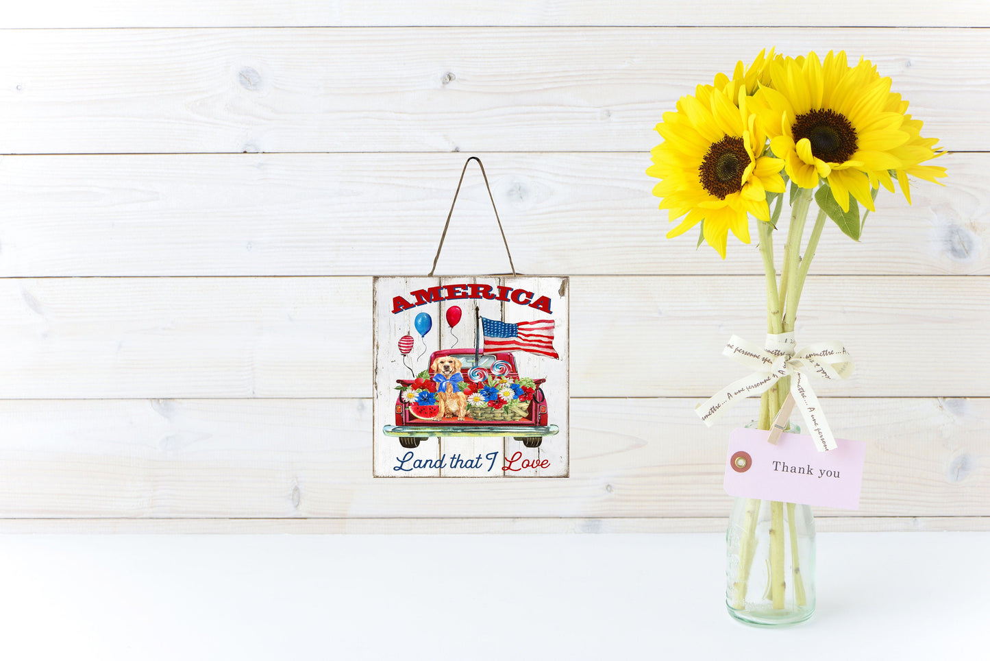 America Land That I Love Patriotic Printed Handmade Wood Mini Sign