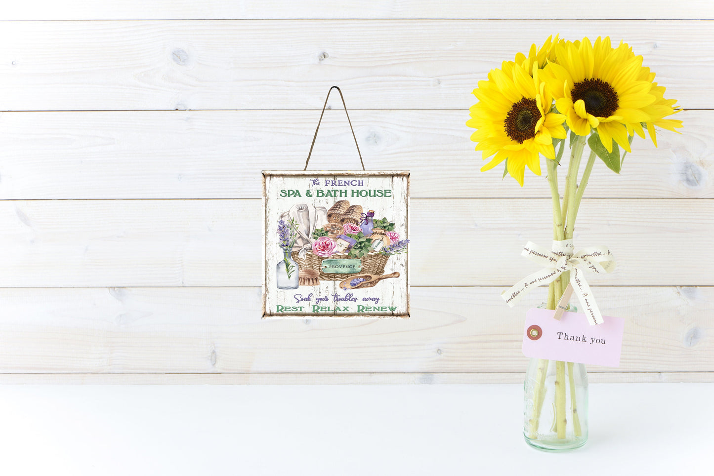 Spa and Bath House Bathroom Printed Handmade Wood Mini Sign