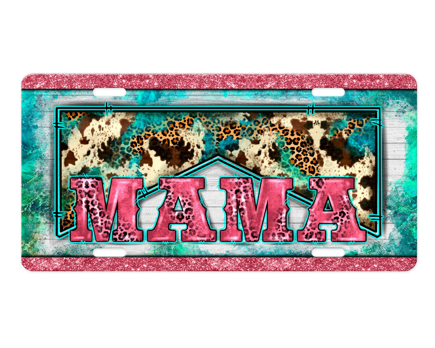 Cowhide Mama Western Aluminum Front License Plate