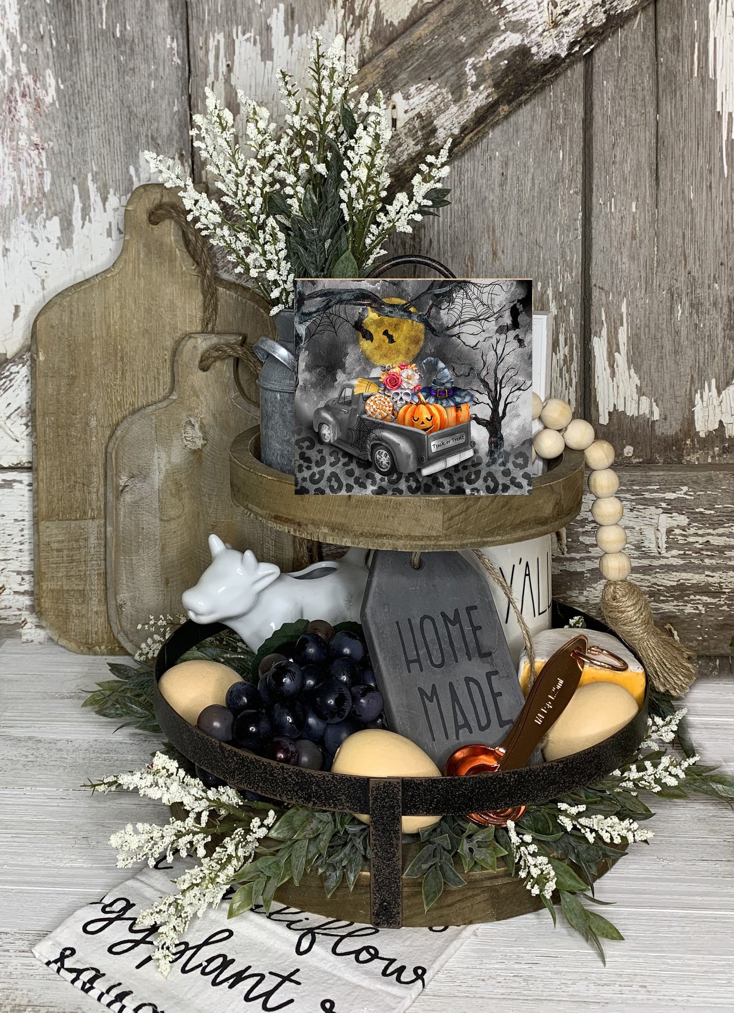 Spooky Halloween Truck Printed Handmade Wood Mini Sign