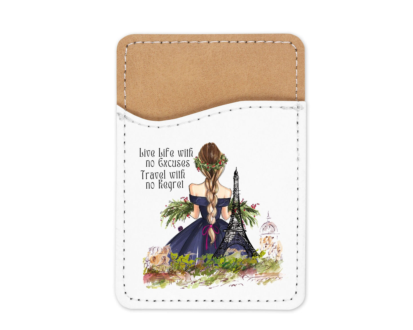 Live Life with No Excuses Travel with No Regrets Phone Wallet Credit Card Holder