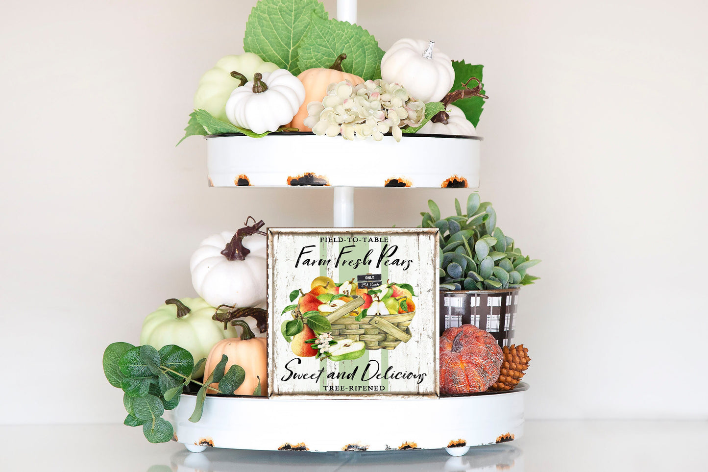 Farm Fresh Pears Printed Handmade Wood Mini Sign