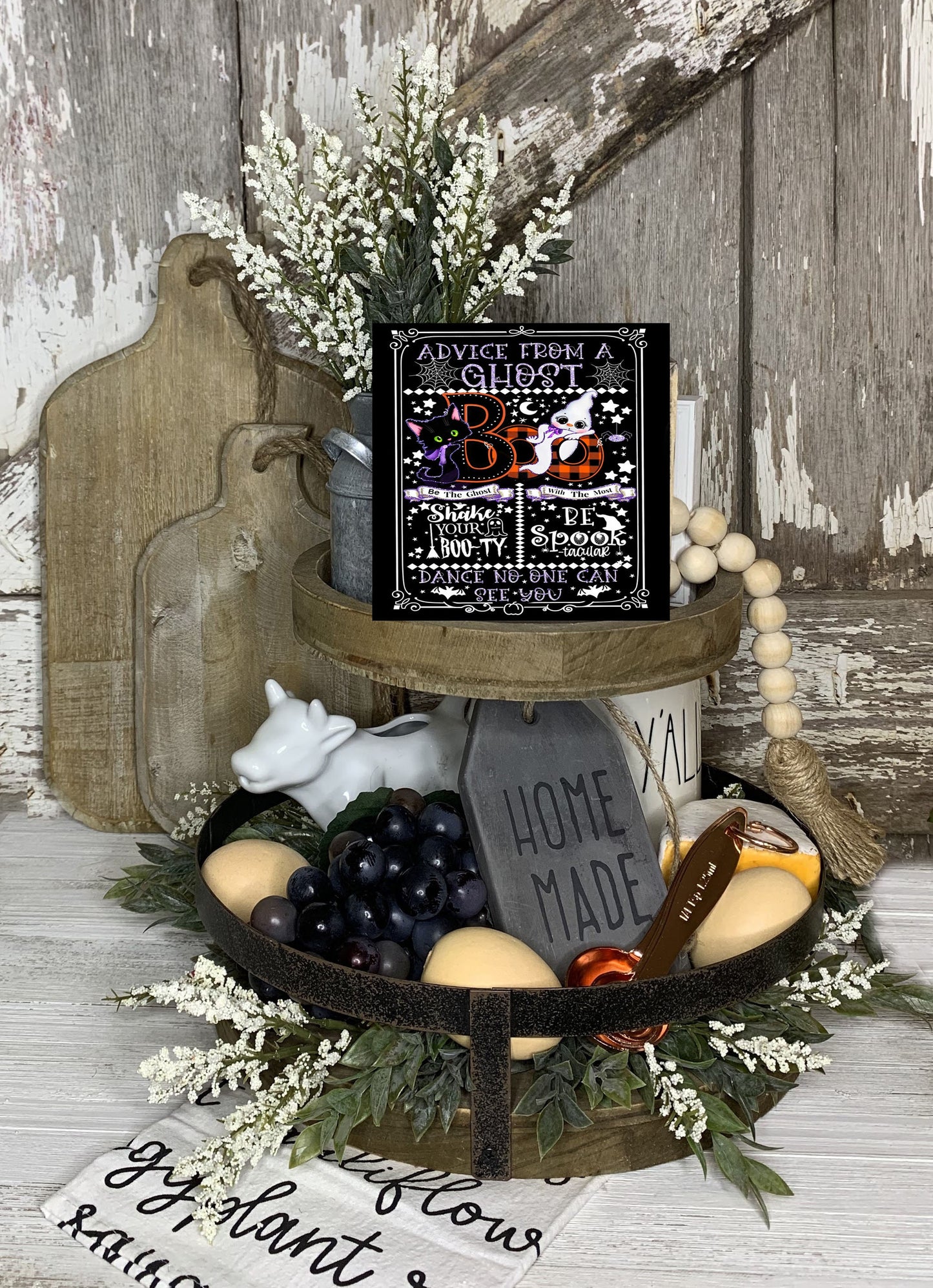 Advice from a Ghost Halloween Fall Printed Handmade Wood Mini Sign