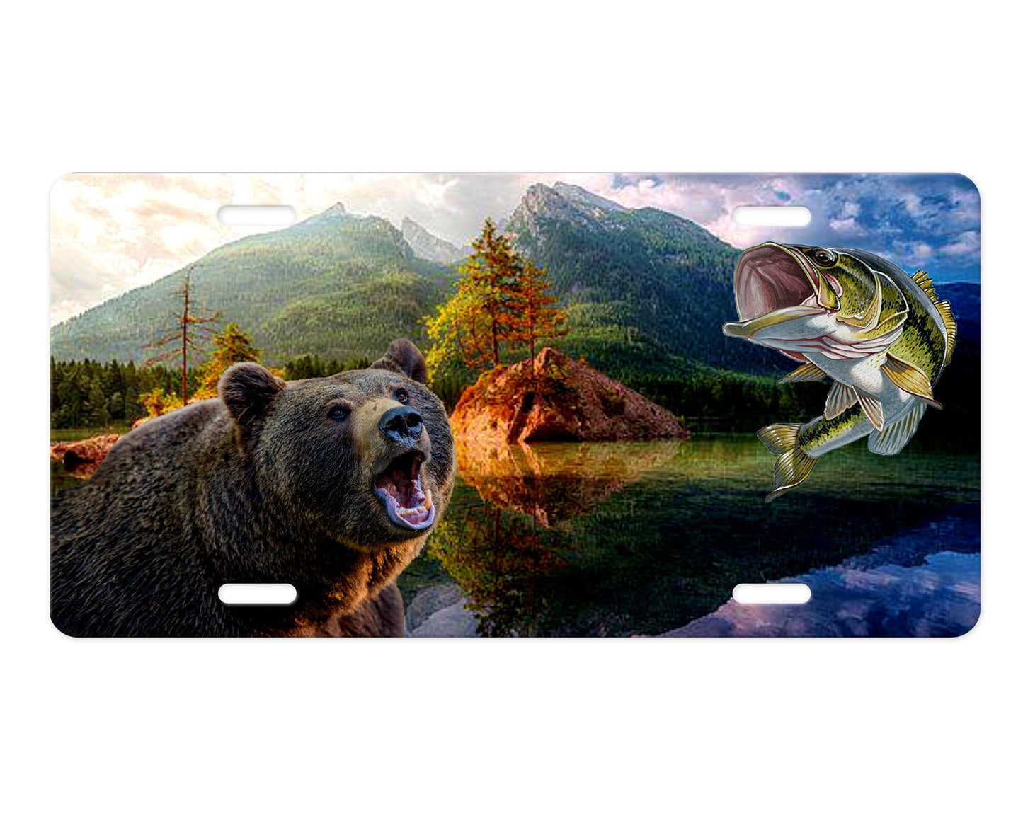 Bear and Bass Aluminum Front License Plate