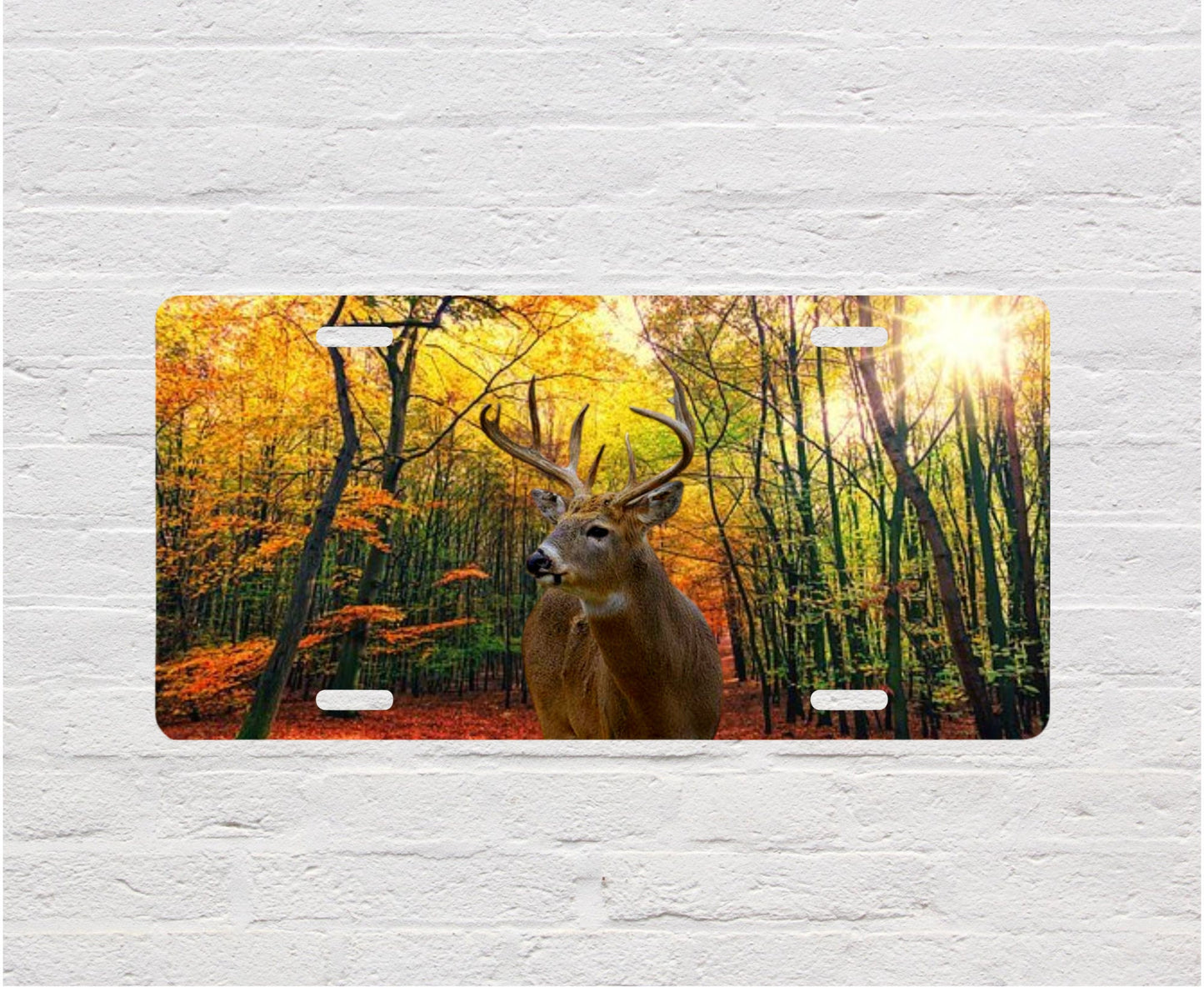 Deer in Fall Aluminum Front License Plate