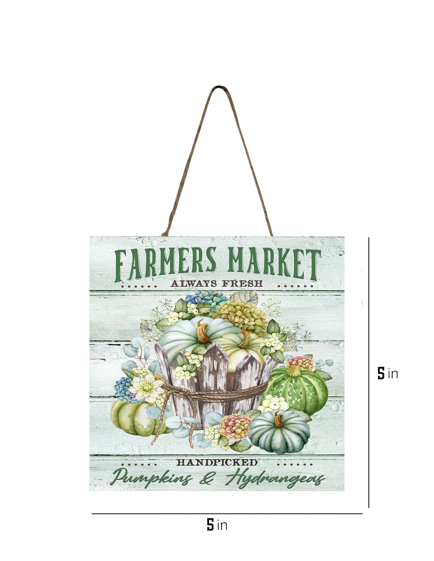 Farmers Market Pumpkins and Hydrangeas Fall Printed Handmade Wood Mini Sign